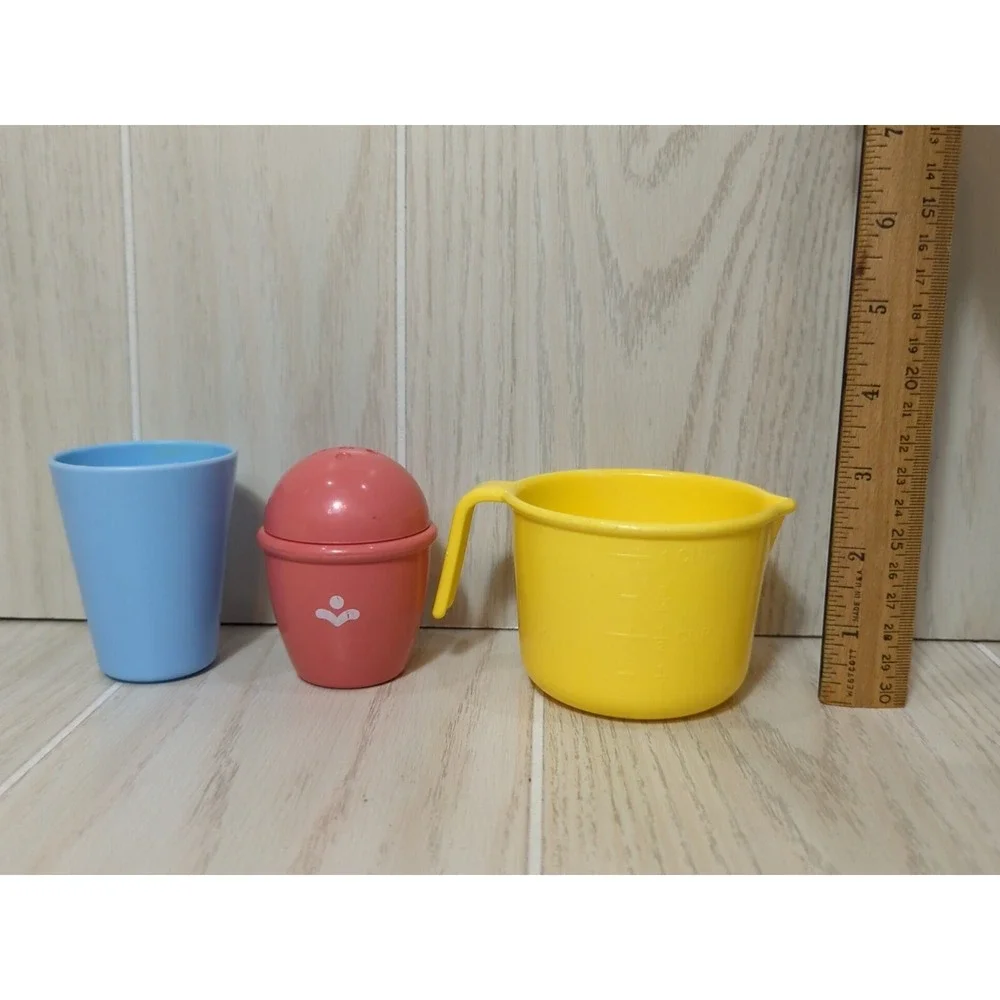 Little tikes vintage dishes pot plates bowls shaker mixed lot measuring pitcher